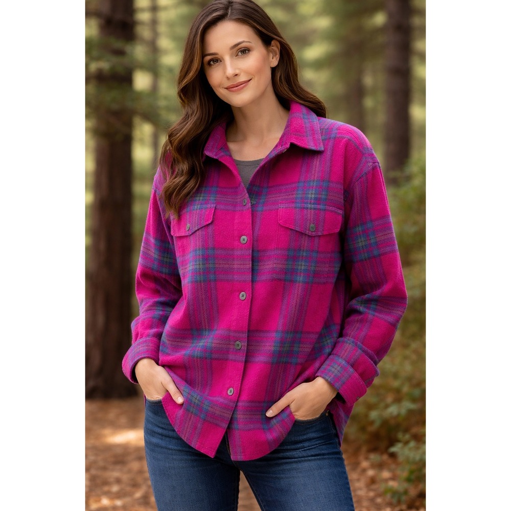 CHAUS WOMAN Plaid Flannel Shirt Jacket Oversized Red Blue Warm Cozy Size 2X